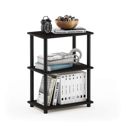 Furinno TURN-N-TUBE Corner Shelf, 5-Tier Corner Bookshelf, Open Storage Shelves, for Organization and Storage, Living Room, Home Office, Garage, Bedroom, Espresso