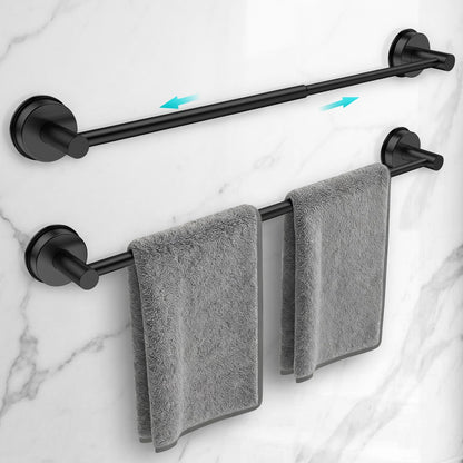 Adjustable Suction Cup Towel Bar for Bathroom Wall,14.6Inch~24 Inch Towel Racks for Bathroom,Stainless Steel Bath Towel Holder for Shower(Brushed Silver)