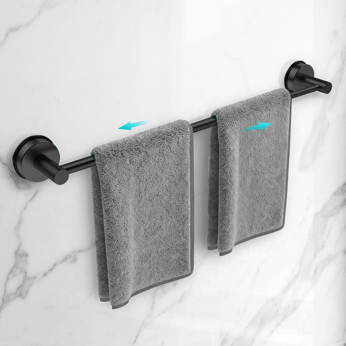 Adjustable Suction Cup Towel Bar for Bathroom Wall,14.6Inch~24 Inch Towel Racks for Bathroom,Stainless Steel Bath Towel Holder for Shower(Brushed Silver)