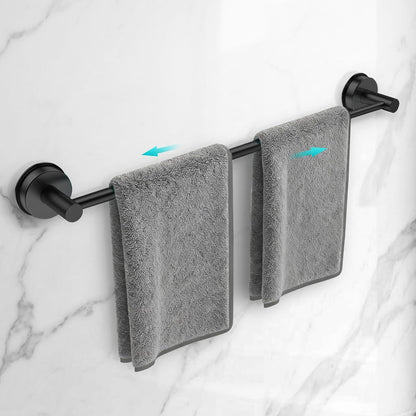 Adjustable Suction Cup Towel Bar for Bathroom Wall,14.6Inch~24 Inch Towel Racks for Bathroom,Stainless Steel Bath Towel Holder for Shower(Brushed Silver)