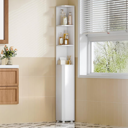 Hzuaneri Corner Cabinet, Tall Bathroom Corner Cabinet with Doors