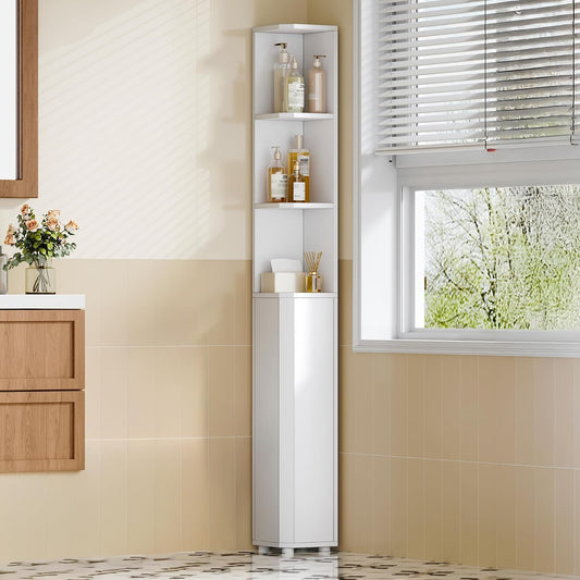 Hzuaneri Corner Cabinet, Tall Bathroom Corner Cabinet with Doors