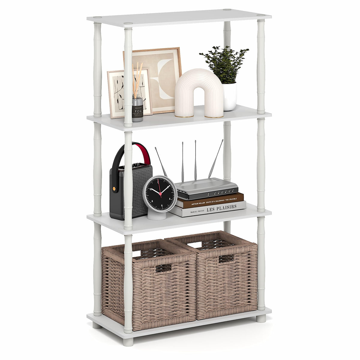 Furinno TURN-N-TUBE Corner Shelf, 5-Tier Corner Bookshelf, Open Storage Shelves, for Organization and Storage, Living Room, Home Office, Garage, Bedroom, Espresso