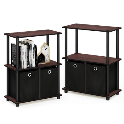 Furinno TURN-N-TUBE Corner Shelf, 5-Tier Corner Bookshelf, Open Storage Shelves, for Organization and Storage, Living Room, Home Office, Garage, Bedroom, Espresso