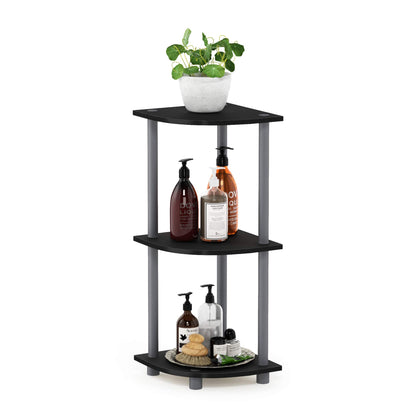 Furinno Turn-N-Tube Corner Shelf, 5-Tier Corner Bookshelf, Open Storage Shelves, for Organization and Storage, Living Room, Home Office, Garage, Bedroom, Black Espresso