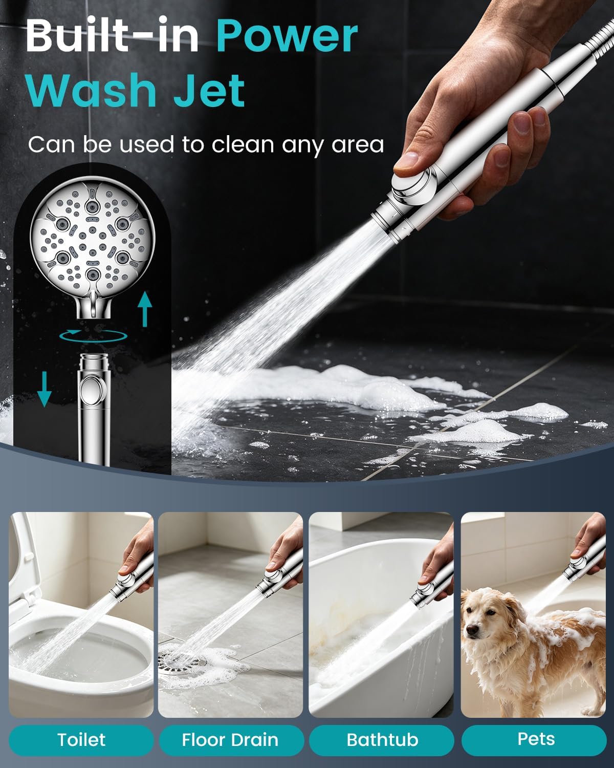 Shower Head with Handhled High Pressure Hand held Showerhead