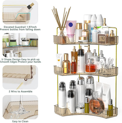 Webetop Corner Bathroom Shelf, 3 Tier Countertop Organizer for Vanity