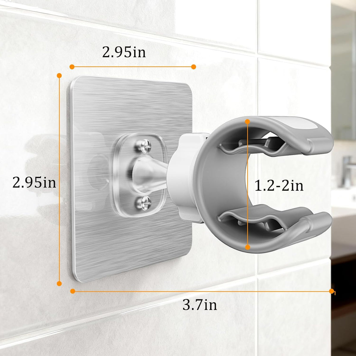 Adjustable Shower Head Holder Adhesive & Drill 2-in-1 with 360° Swivel