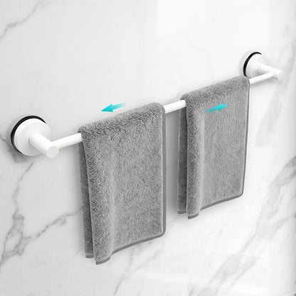 Adjustable Suction Cup Towel Bar for Bathroom Wall,14.6Inch~24 Inch Towel Racks for Bathroom,Stainless Steel Bath Towel Holder for Shower(Brushed Silver)