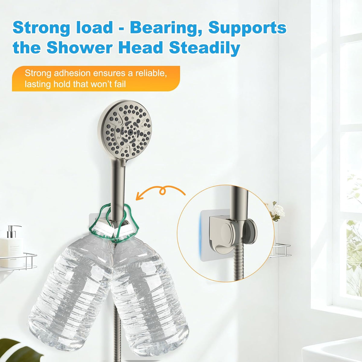 Hibbent 2 Pack Shower Head Holder, Strong Adhesive Shower Wand Holder