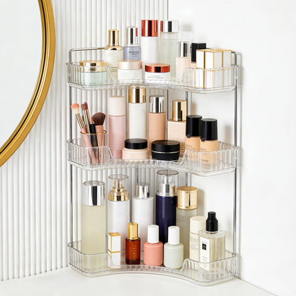 Goderewild Corner Bathroom Counter Organizer, 2-Tier Vanity Tray Shelf