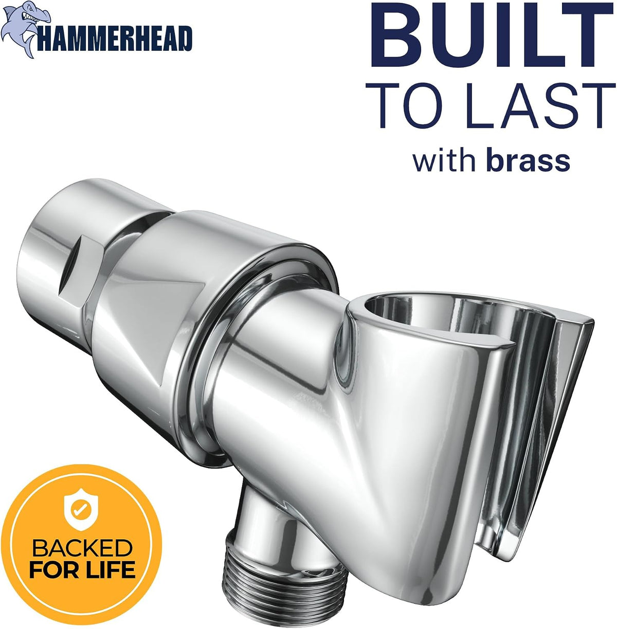 Hammerhead Metal Shower Head Holder for Handheld, Adjustable Wall Bracket