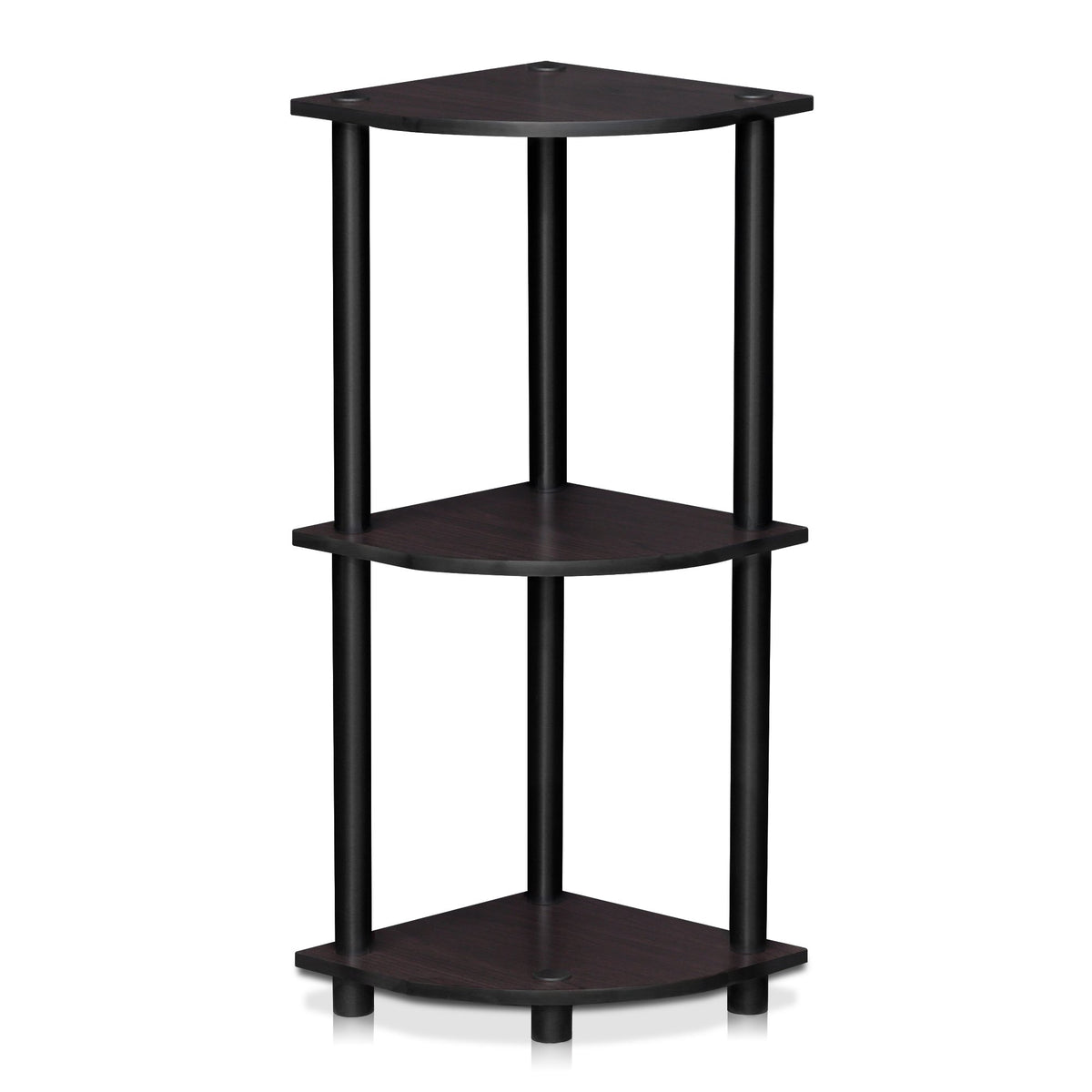 Furinno Turn-N-Tube Corner Shelf, 5-Tier Corner Bookshelf, Open Storage Shelves, for Organization and Storage, Living Room, Home Office, Garage, Bedroom, Black Espresso