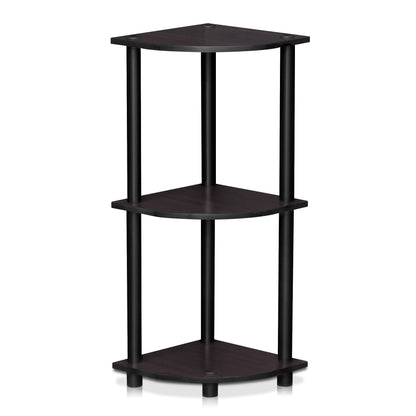 Furinno Turn-N-Tube Corner Shelf, 5-Tier Corner Bookshelf, Open Storage Shelves, for Organization and Storage, Living Room, Home Office, Garage, Bedroom, Black Espresso