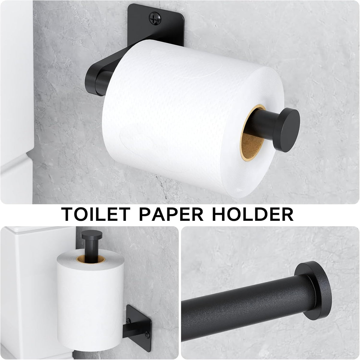 KLJKPA Black Bathroom Accessories Set, 4-Piece Bathroom Hardware Set