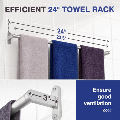 Powools Brushed Nickel 24" Towel Rack, Rustproof Wall Mounted Towel Bar