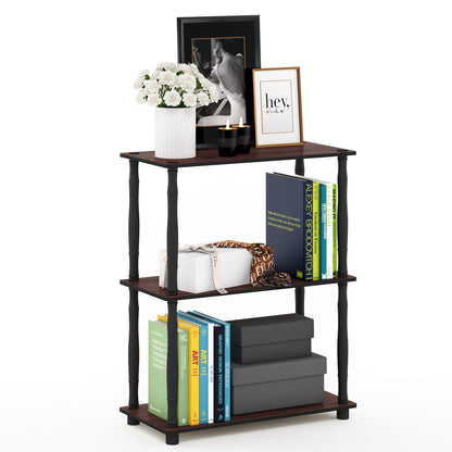 Furinno TURN-N-TUBE Corner Shelf, 5-Tier Corner Bookshelf, Open Storage Shelves, for Organization and Storage, Living Room, Home Office, Garage, Bedroom, Espresso