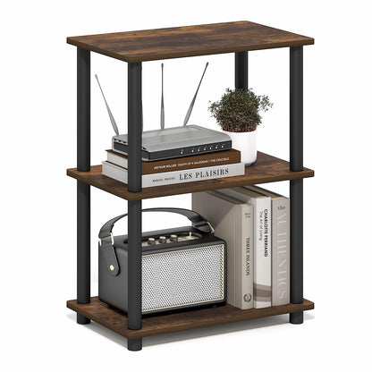 Furinno TURN-N-TUBE Corner Shelf, 5-Tier Corner Bookshelf, Open Storage Shelves, for Organization and Storage, Living Room, Home Office, Garage, Bedroom, Espresso