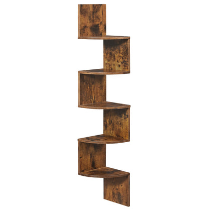 VASAGLE Corner Shelf Wall Mount, 5-Tier Floating Corner Bookshelf