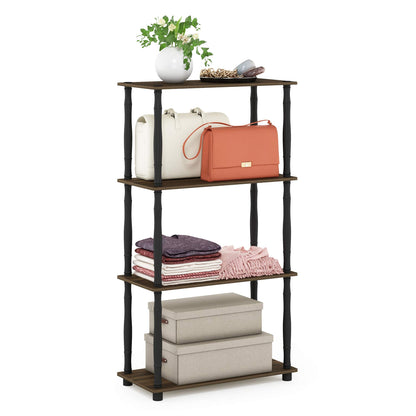 Furinno TURN-N-TUBE Corner Shelf, 5-Tier Corner Bookshelf, Open Storage Shelves, for Organization and Storage, Living Room, Home Office, Garage, Bedroom, Espresso