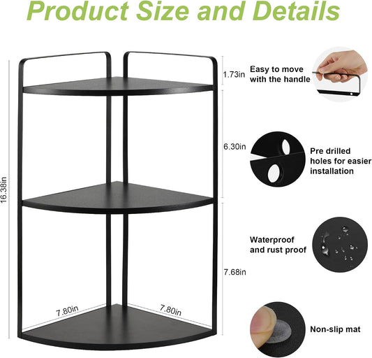 Corner Bathroom Counter Organizer, Vanity Counter Storage Shelf Black