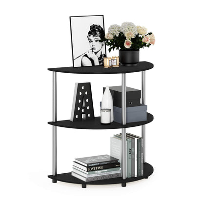 Furinno Turn-N-Tube Corner Shelf, 5-Tier Corner Bookshelf, Open Storage Shelves, for Organization and Storage, Living Room, Home Office, Garage, Bedroom, Black Espresso