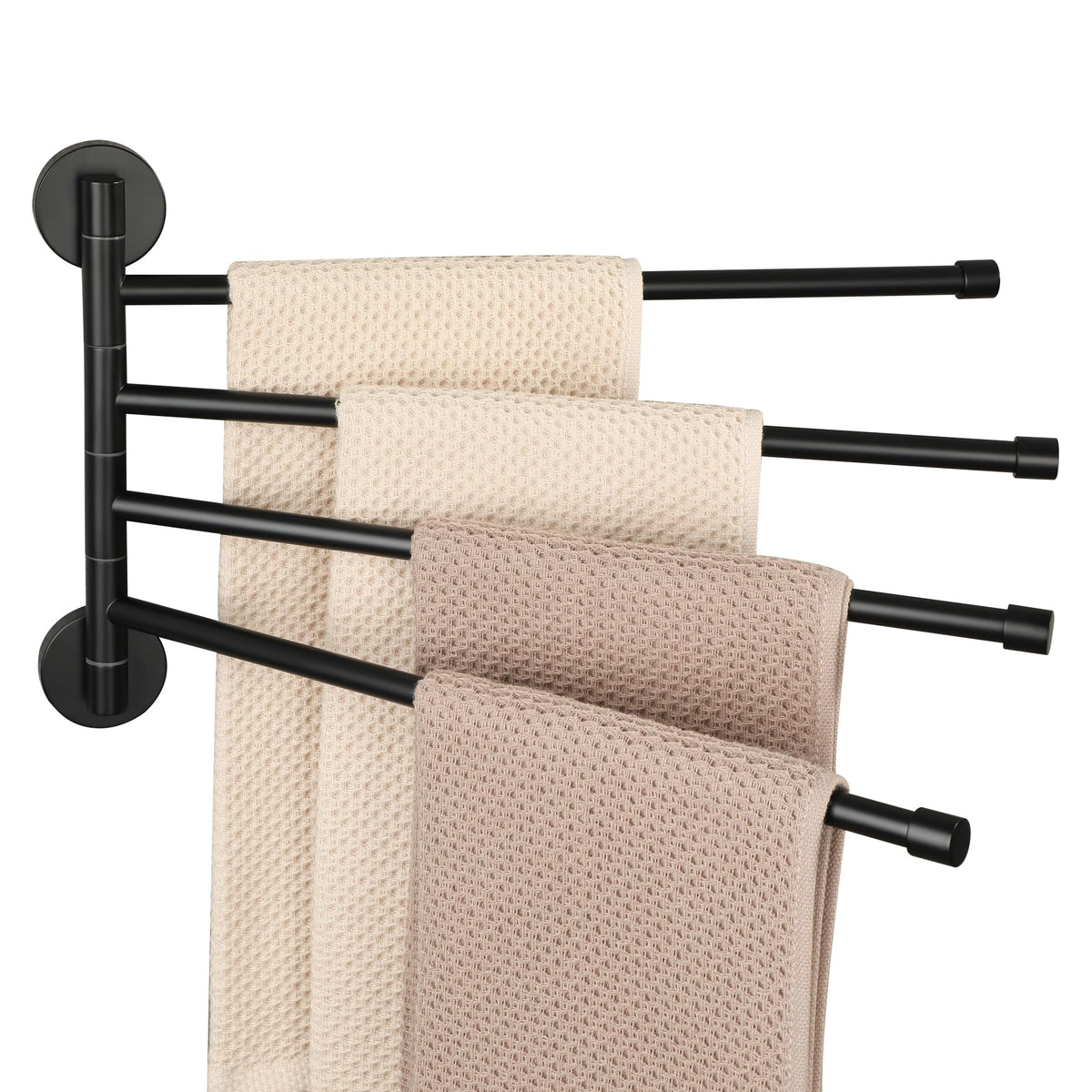 Alise Swivel Towel Rack 13.9", 6 Arm Swing Out Towel Bar, Matte Black