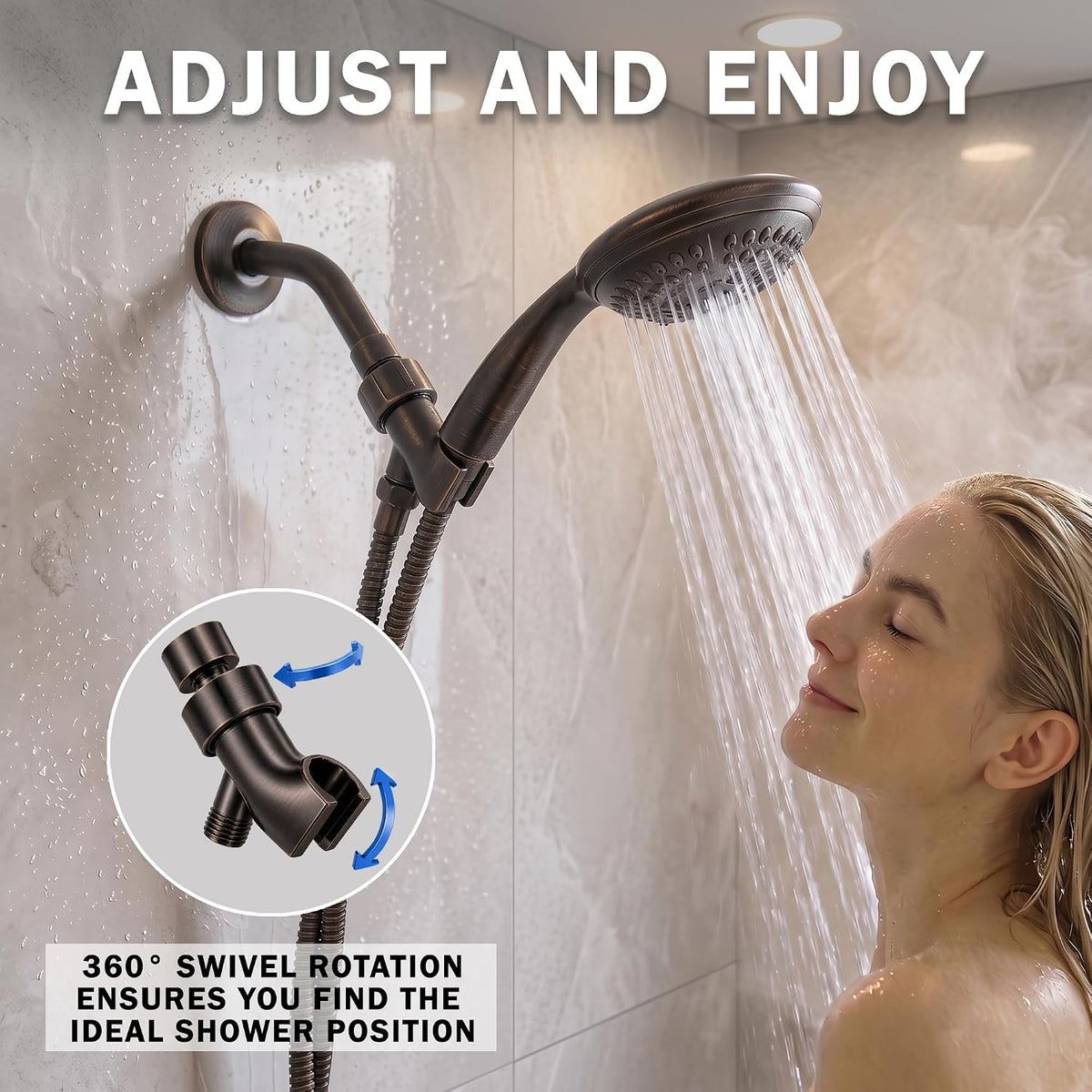 Aqua Elegante Adjustable Shower Arm Bracket - Oil-Rubbed Bronze
