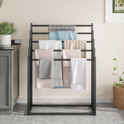 Honiter Towel Racks for Bathroom, 5 Tier Wide Towel Drying Rack Outdoor, Free Standing Towel Rack, Pool Towel Blanket Stand and Display Rack for Oversized Bath Towels