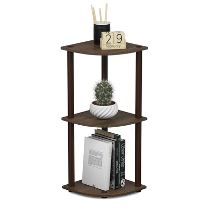 Furinno Turn-N-Tube Corner Shelf, 5-Tier Corner Bookshelf, Open Storage Shelves, for Organization and Storage, Living Room, Home Office, Garage, Bedroom, Black Espresso