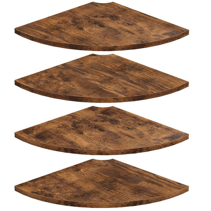 Homode Corner Floating Shelves, Set of 4 Round Corner Shelf Wall Mount with Cord Hole, 12 Inch Wood Curved Corner Hanging Shelf for Cable Box, Speaker, TV Cords, Books, Plants, White