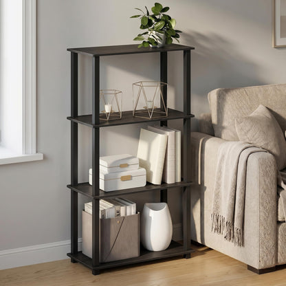 Furinno TURN-N-TUBE Corner Shelf, 5-Tier Corner Bookshelf, Open Storage Shelves, for Organization and Storage, Living Room, Home Office, Garage, Bedroom, Espresso