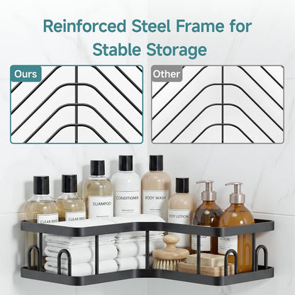 Veken Corner Shower Caddy 3-Pack, Advanced Rustproof Design&Stable Storage