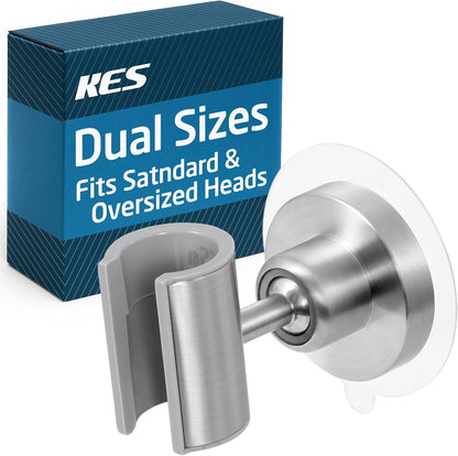 KES All Metal Shower Head Holder, Dual-Size Opening, Brushed Steel