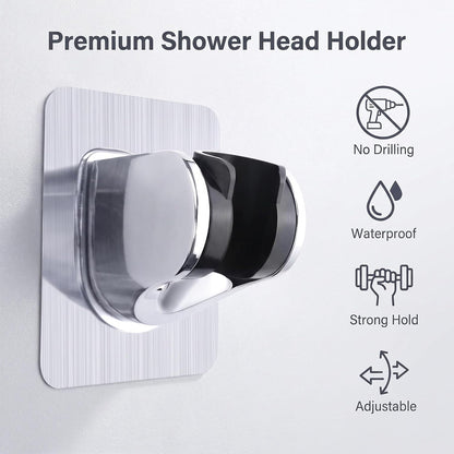2 Pcs Adjustable Suction Cup Shower Head Holder Removable No Drill for Bath