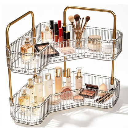 3-Tier Corner Bathroom Organizer, Skincare Vanity Counter Shelf Orange