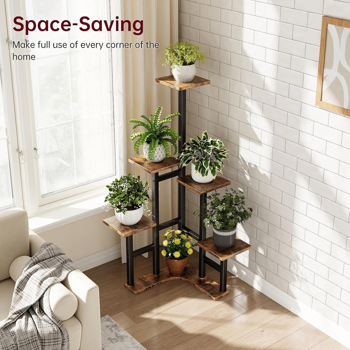 Yzosvki Corner Plant Stand Indoor 6 Tiered Corner Plant Shelf