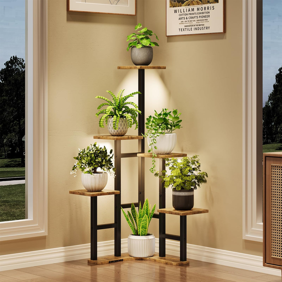 Yzosvki Corner Plant Stand Indoor 6 Tiered Corner Plant Shelf