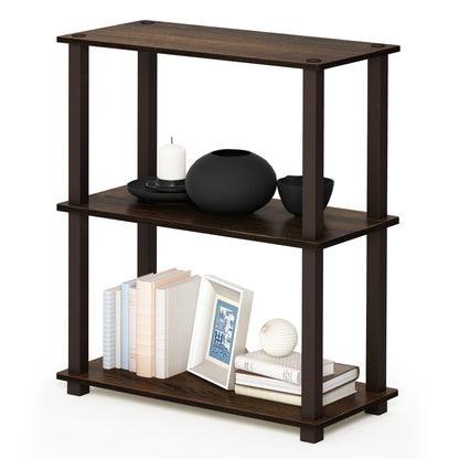 Furinno TURN-N-TUBE Corner Shelf, 5-Tier Corner Bookshelf, Open Storage Shelves, for Organization and Storage, Living Room, Home Office, Garage, Bedroom, Espresso