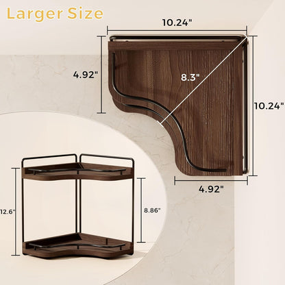 2-Tier Corner Bathroom Counter Organizer for Storage, Dark Brown