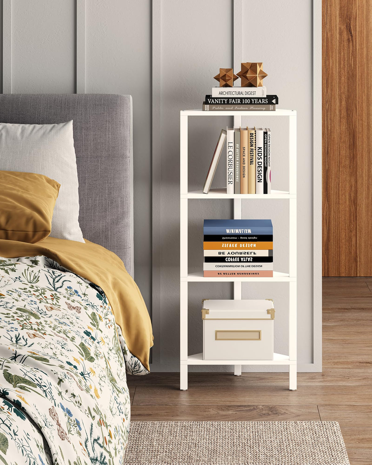 TUTOTAK Corner Shelf with LED Light, 6-Tier Corner Bookshelf