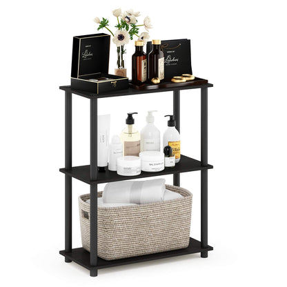 Furinno TURN-N-TUBE Corner Shelf, 5-Tier Corner Bookshelf, Open Storage Shelves, for Organization and Storage, Living Room, Home Office, Garage, Bedroom, Espresso