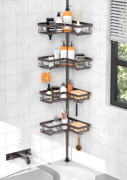 KEGII 4-Tier Corner Shower Caddy Tension Pole, Bathroom Shelf, Bronze