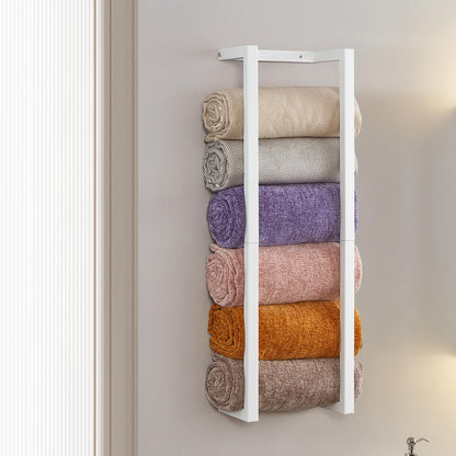 Towel Rack for Rolled Towels, Towel Rack for Bathroom,Wall Mounted Metal Bathroom Organizer, Bath Towel Holder Wall for Modern Small Space Bathroom Towel Storage (Black)