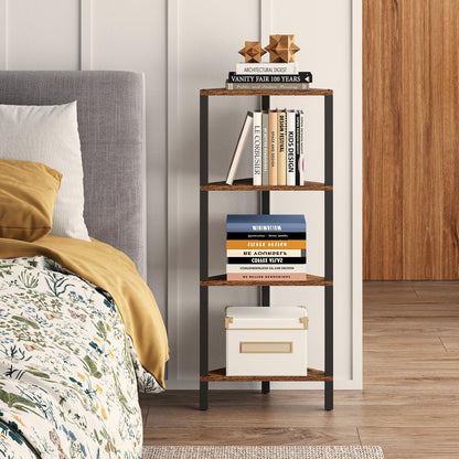 TUTOTAK Corner Shelf with LED Light, 6-Tier Corner Bookshelf