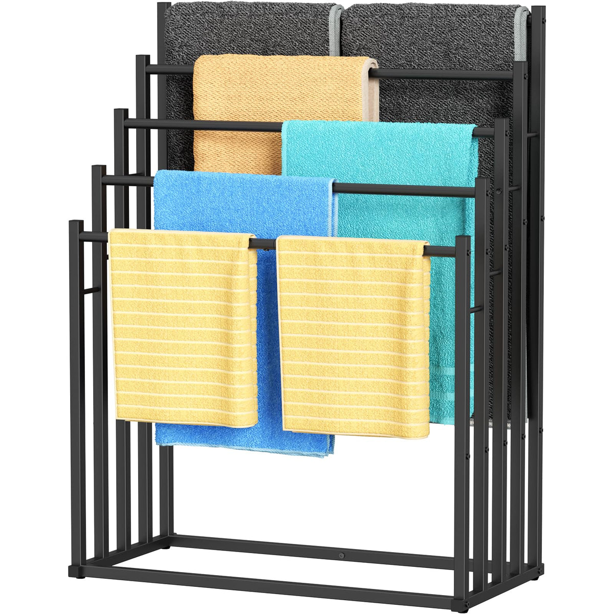 Honiter Towel Racks for Bathroom, 5 Tier Wide Towel Drying Rack Outdoor, Free Standing Towel Rack, Pool Towel Blanket Stand and Display Rack for Oversized Bath Towels
