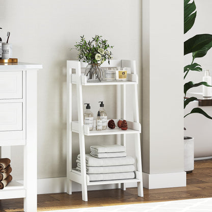 UTEX Bathroom Ladder Shelf, 3-Tier Small Storage Rack, White
