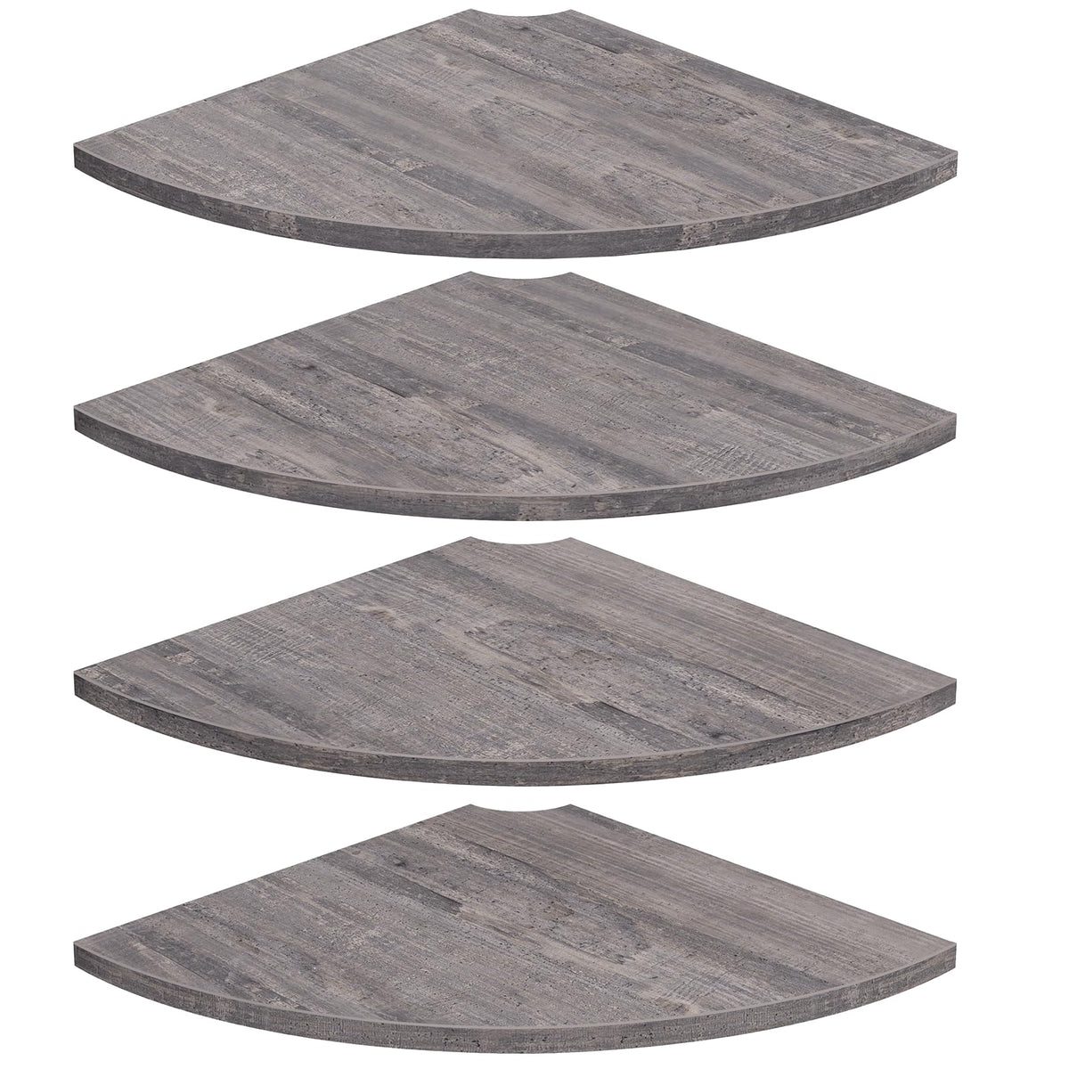 Homode Corner Floating Shelves, Set of 4 Round Corner Shelf Wall Mount with Cord Hole, 12 Inch Wood Curved Corner Hanging Shelf for Cable Box, Speaker, TV Cords, Books, Plants, White