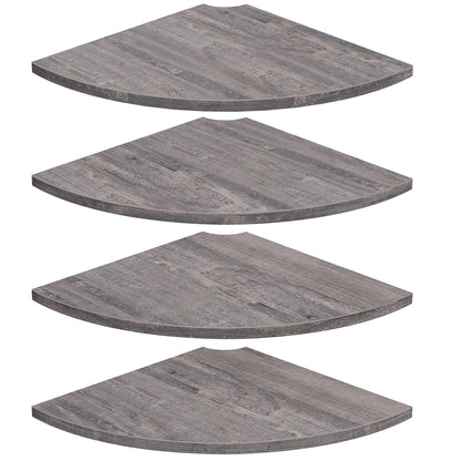 Homode Corner Floating Shelves, Set of 4 Round Corner Shelf Wall Mount with Cord Hole, 12 Inch Wood Curved Corner Hanging Shelf for Cable Box, Speaker, TV Cords, Books, Plants, White