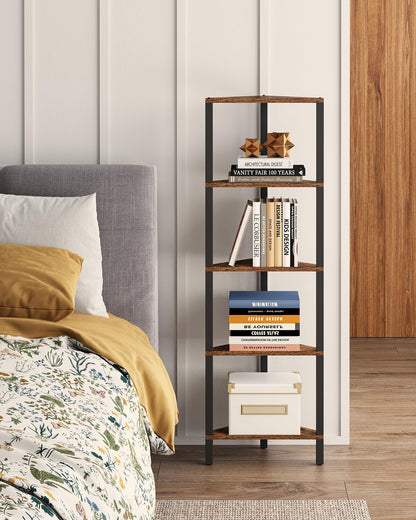 TUTOTAK Corner Shelf with LED Light, 6-Tier Corner Bookshelf